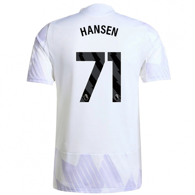 Danxen Donna Maglia Isak Hansen-Aaroen #71 Bianco Viola Viola Kit Gara Away 2025/26 Maglietta