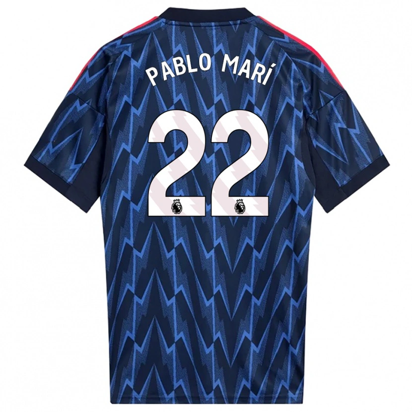 Danxen Donna Maglia Pablo Mari #22 Navy Rosso Kit Gara Away 2025/26 Maglietta