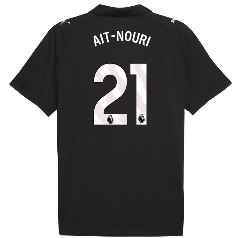 Danxen Donna Maglia Rayan Aït-Nouri #21 Nero Bianco Kit Gara Away 2025/26 Maglietta