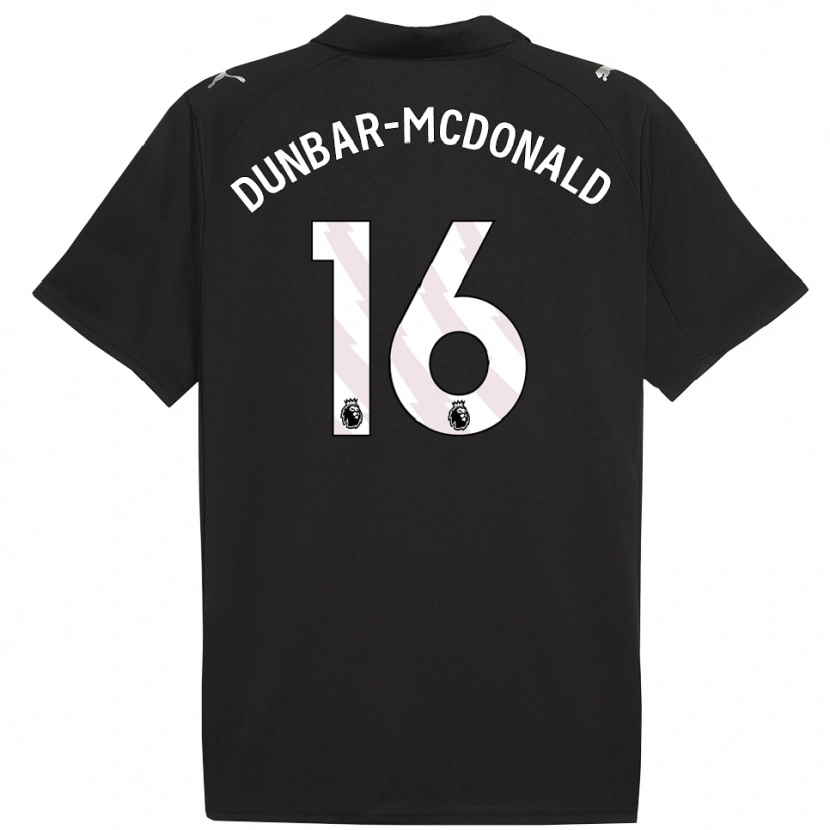 Danxen Donna Maglia Christian Dunbar-Mcdonald #16 Nero Bianco Kit Gara Away 2025/26 Maglietta