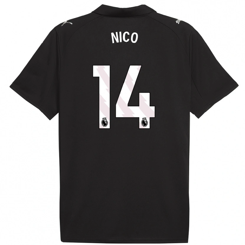 Danxen Donna Maglia Nico González #14 Nero Bianco Kit Gara Away 2025/26 Maglietta