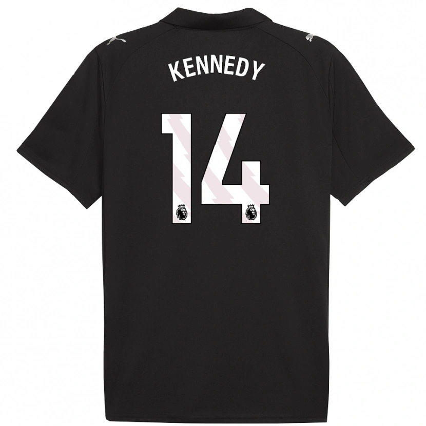 Danxen Donna Maglia Alanna Kennedy #14 Nero Bianco Kit Gara Away 2025/26 Maglietta