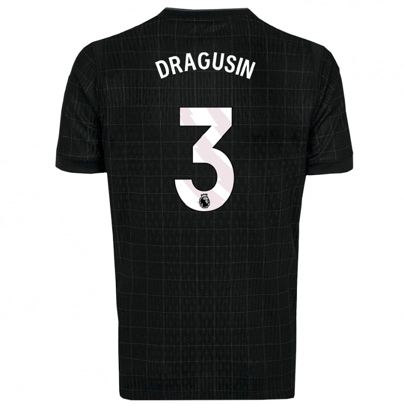 Danxen Donna Maglia Radu Drăgușin #3 Nero Grigio Kit Gara Away 2025/26 Maglietta