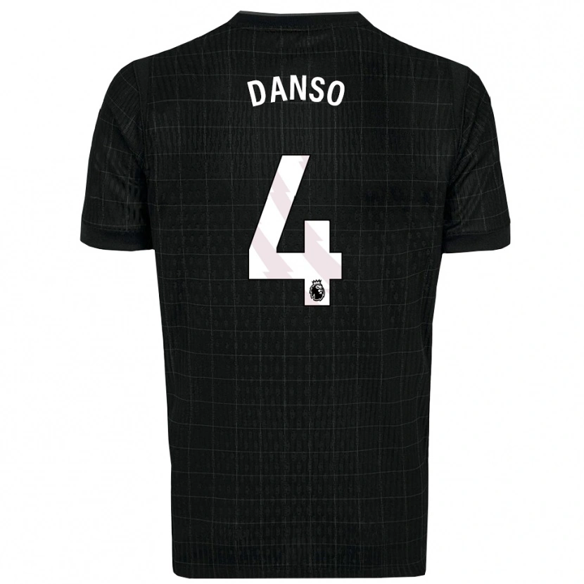 Danxen Donna Maglia Kevin Danso #4 Nero Grigio Kit Gara Away 2025/26 Maglietta