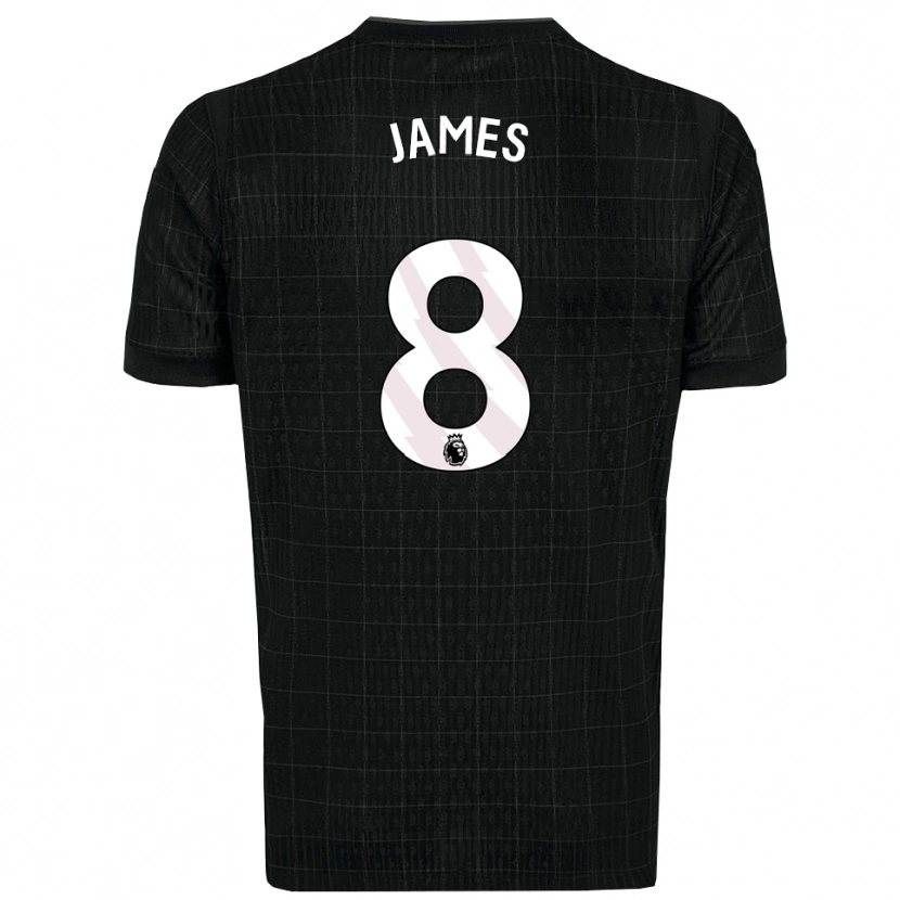 Danxen Donna Maglia Angharad James #8 Nero Grigio Kit Gara Away 2025/26 Maglietta