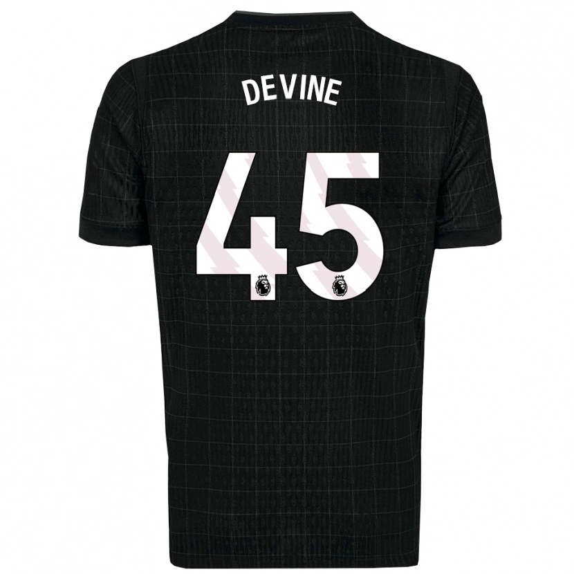 Danxen Donna Maglia Alfie Devine #45 Nero Grigio Kit Gara Away 2025/26 Maglietta