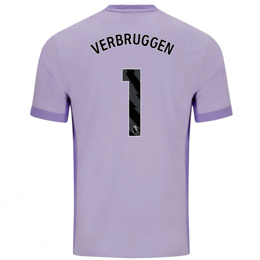 Danxen Donna Maglia Bart Verbruggen #1 Viola Taro Bianco Kit Gara Away 2025/26 Maglietta