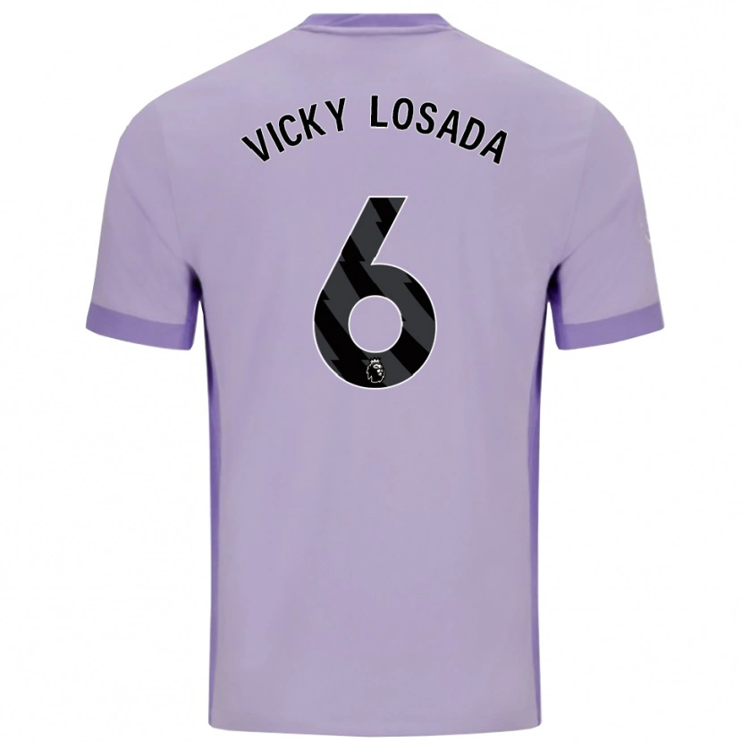Danxen Donna Maglia María Victoria Losada Gómez #6 Viola Taro Bianco Kit Gara Away 2025/26 Maglietta