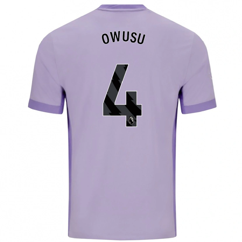 Danxen Donna Maglia Yussif Owusu #4 Viola Taro Bianco Kit Gara Away 2025/26 Maglietta