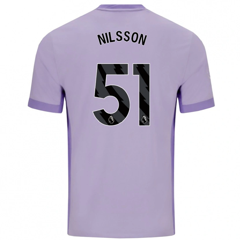 Danxen Donna Maglia Casper Nilsson #51 Viola Taro Bianco Kit Gara Away 2025/26 Maglietta