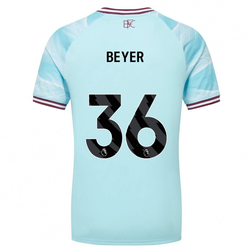 Danxen Donna Maglia Jordan Beyer #36 Azzurro Borgogna Kit Gara Away 2025/26 Maglietta
