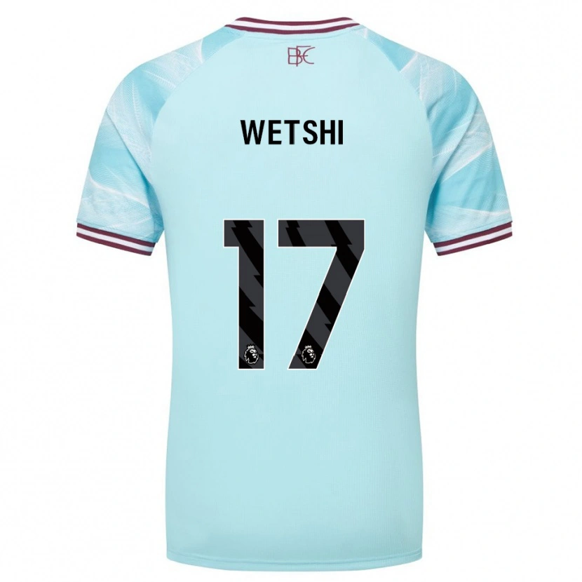 Danxen Donna Maglia Benji Wetshi #17 Azzurro Borgogna Kit Gara Away 2025/26 Maglietta
