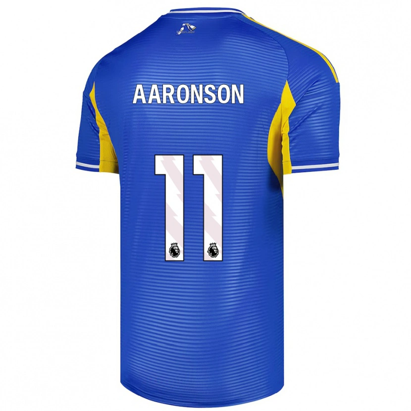 Danxen Donna Maglia Brenden Aaronson #11 Blu Giallo Kit Gara Away 2025/26 Maglietta
