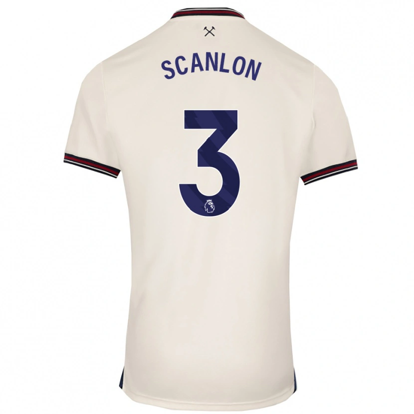Danxen Donna Maglia Joe Scanlon #3 Bianco Sporco Kit Gara Away 2025/26 Maglietta
