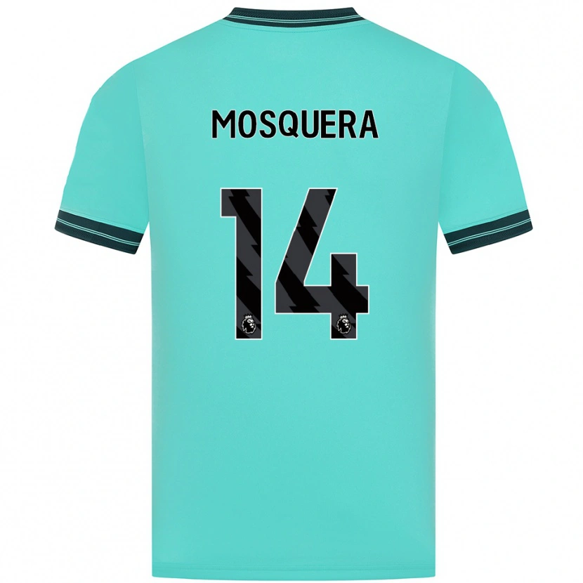 Danxen Donna Maglia Yerson Mosquera #14 Azzurro Verde Kit Gara Away 2025/26 Maglietta