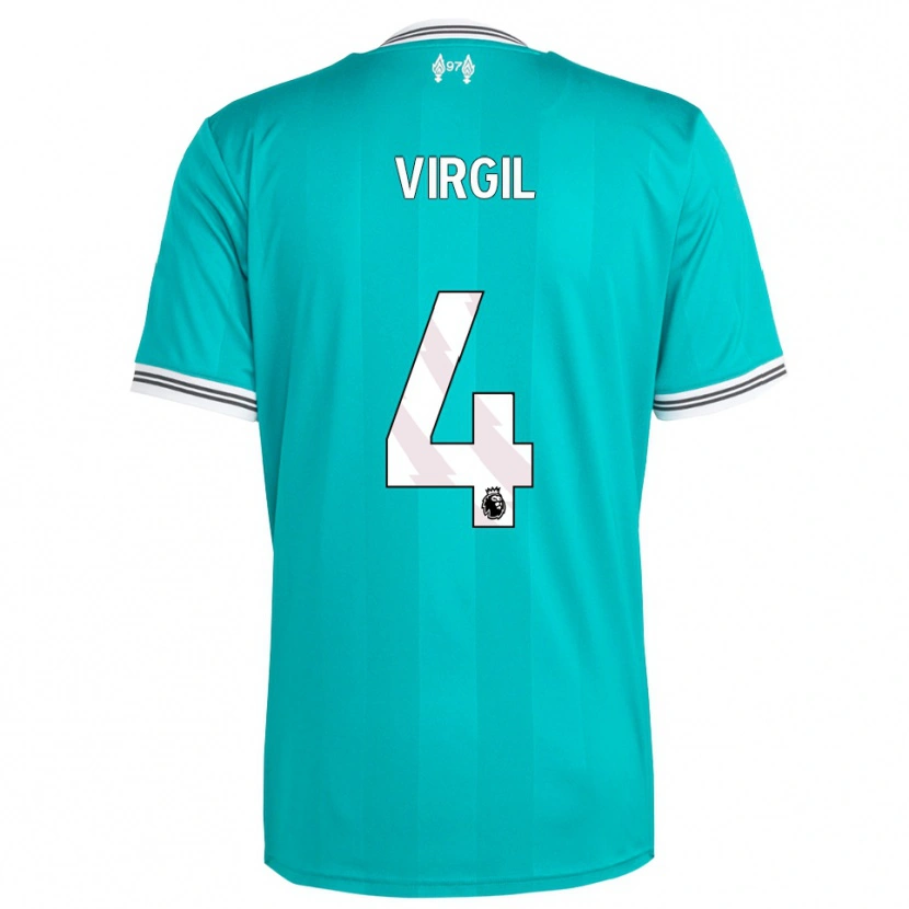 Danxen Donna Maglia Virgil Van Dijk #4 Verde Bianco Kit Gara Third 2025/26 Maglietta