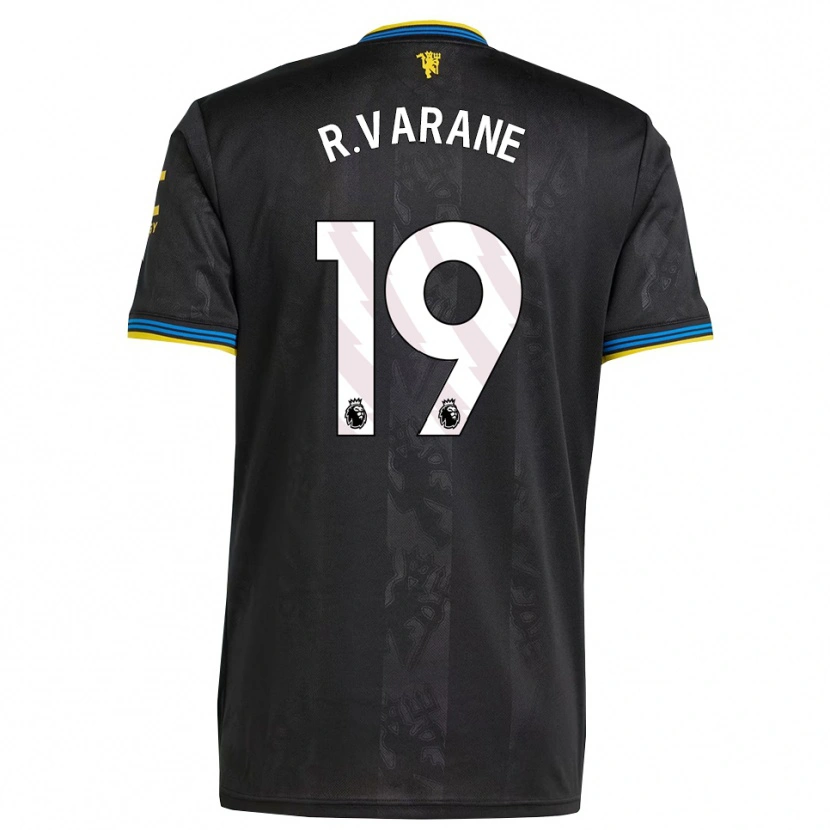 Danxen Donna Maglia Raphael Varane #19 Nero Giallo Blu Kit Gara Third 2025/26 Maglietta
