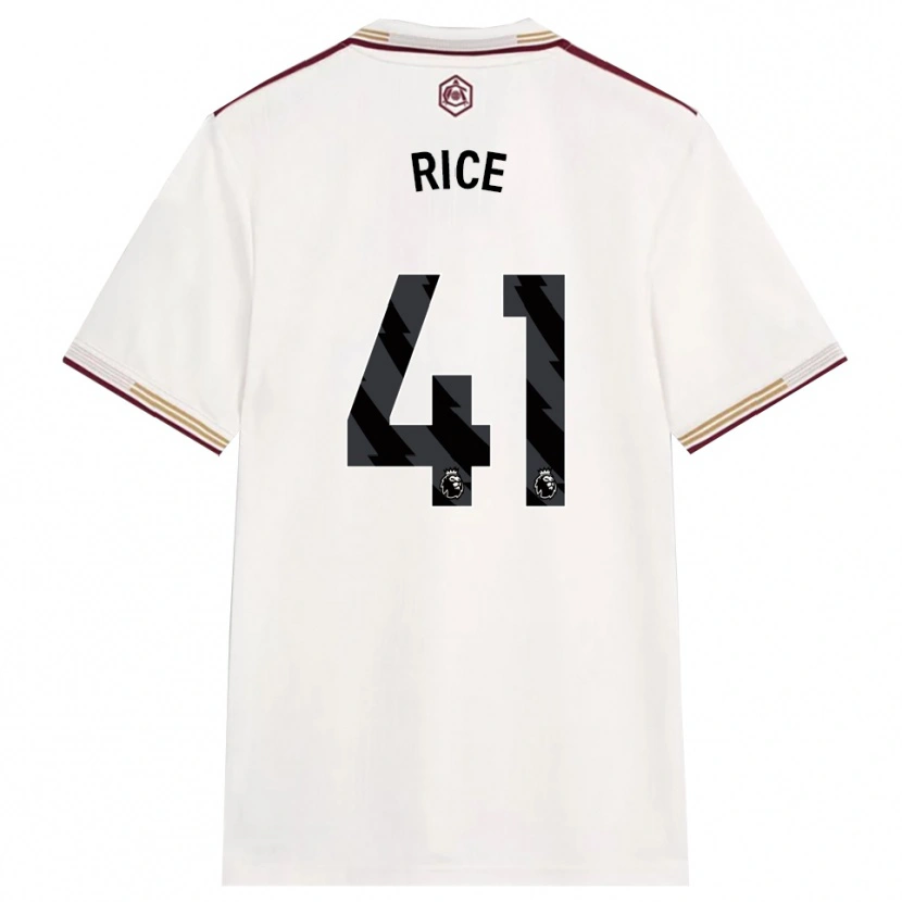 Danxen Donna Maglia Declan Rice #41 Bianco Sporco Borgogna Kit Gara Third 2025/26 Maglietta