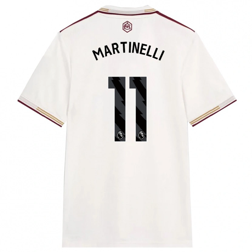 Danxen Donna Maglia Gabriel Martinelli #11 Bianco Sporco Borgogna Kit Gara Third 2025/26 Maglietta
