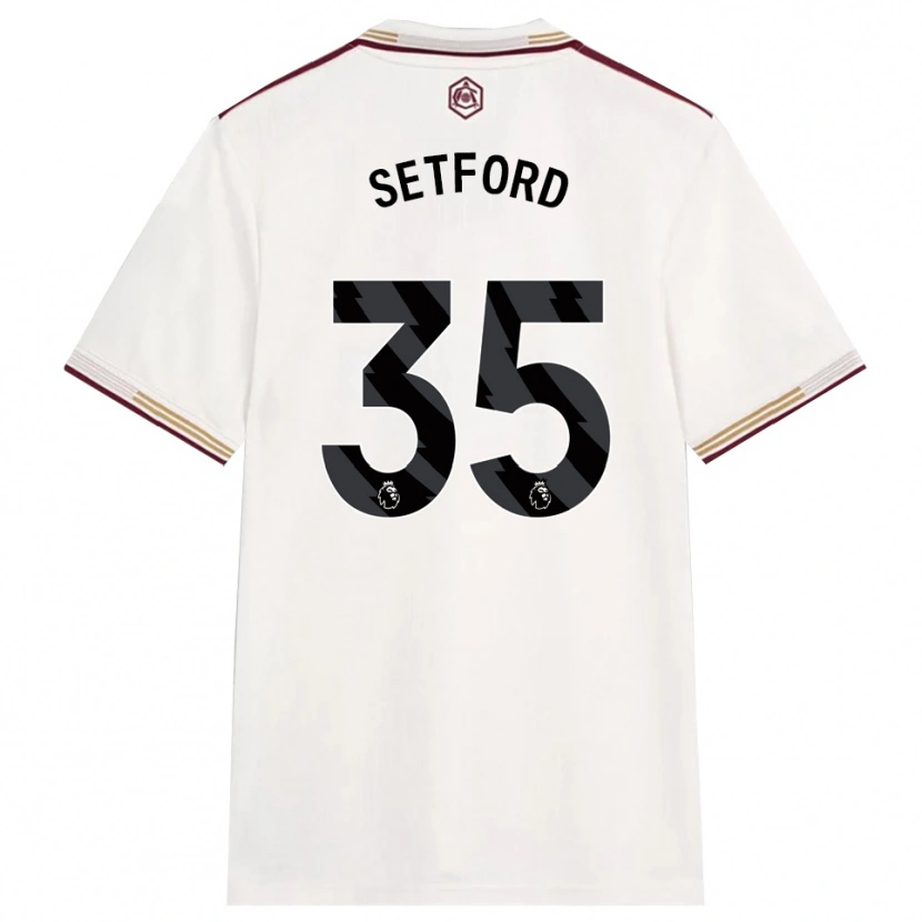 Danxen Donna Maglia Tommy Setford #35 Bianco Sporco Borgogna Kit Gara Third 2025/26 Maglietta