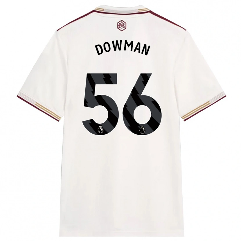 Danxen Donna Maglia Max Dowman #56 Bianco Sporco Borgogna Kit Gara Third 2025/26 Maglietta