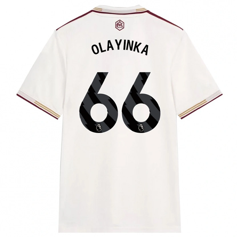 Danxen Donna Maglia James Olayinka #66 Bianco Sporco Borgogna Kit Gara Third 2025/26 Maglietta