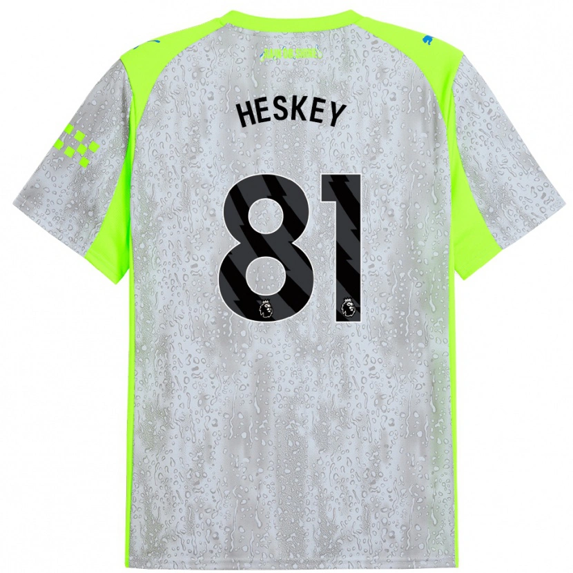 Danxen Donna Maglia Jaden Heskey #81 Grigio Giallo Kit Gara Third 2025/26 Maglietta
