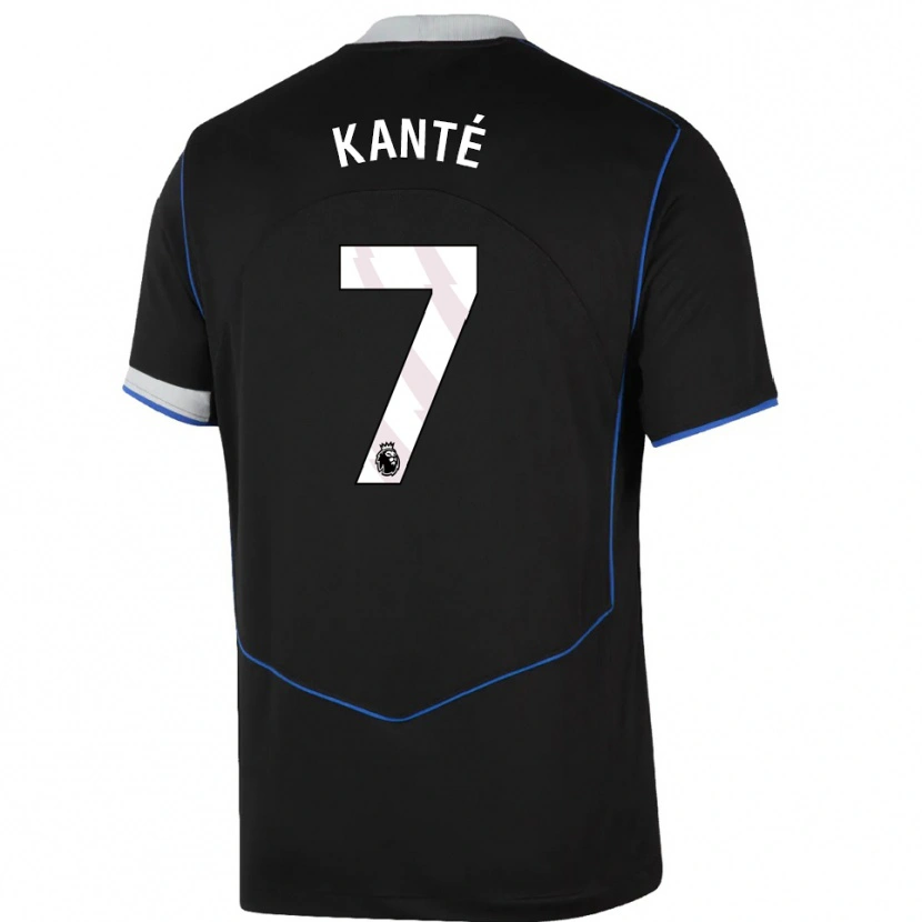 Danxen Donna Maglia N'golo Kante #7 Nero Blu Argento Kit Gara Third 2025/26 Maglietta