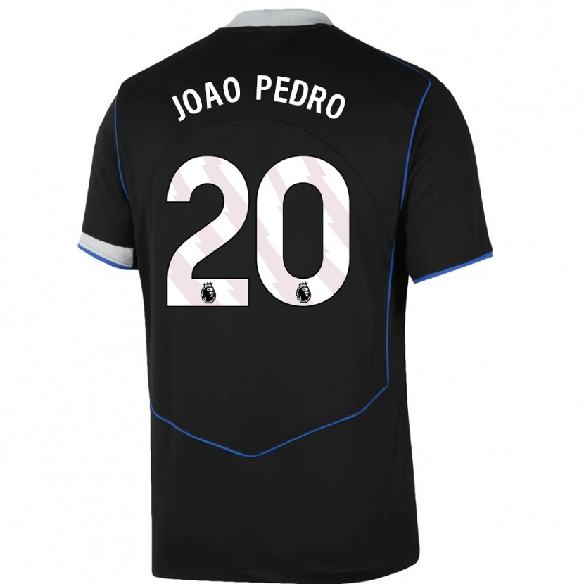 Danxen Donna Maglia João Pedro #20 Nero Blu Argento Kit Gara Third 2025/26 Maglietta
