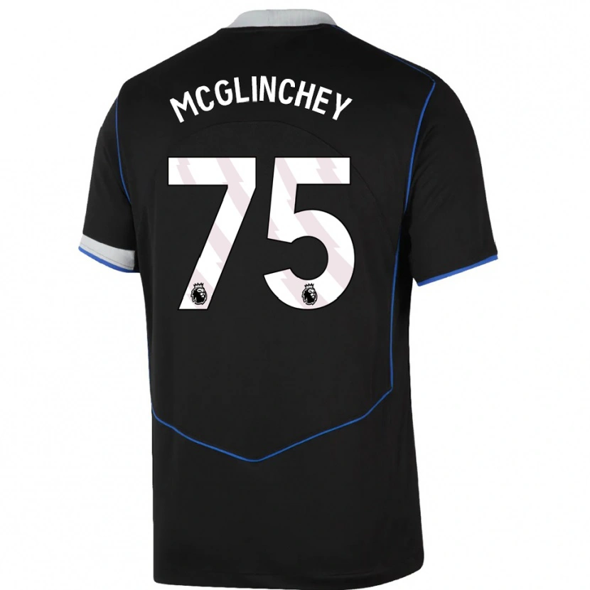 Danxen Donna Maglia Harry Mcglinchey #75 Nero Blu Argento Kit Gara Third 2025/26 Maglietta
