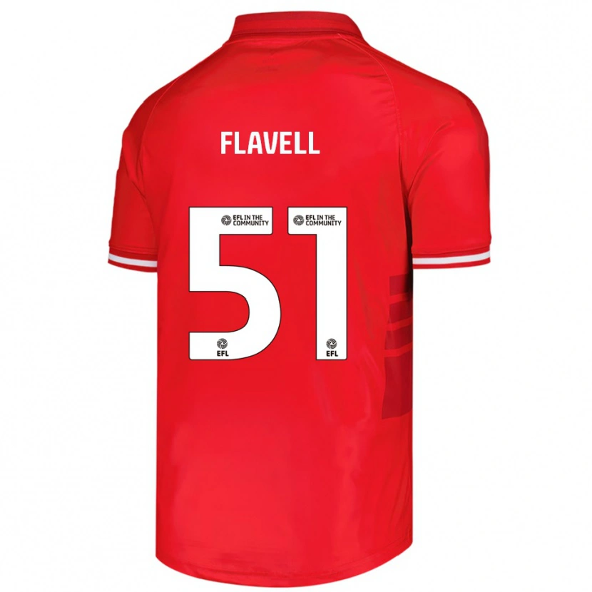 Danxen Bambino Maglia Kieren Flavell #51 Rosso Bianco Kit Gara Home 2025/26 Maglietta
