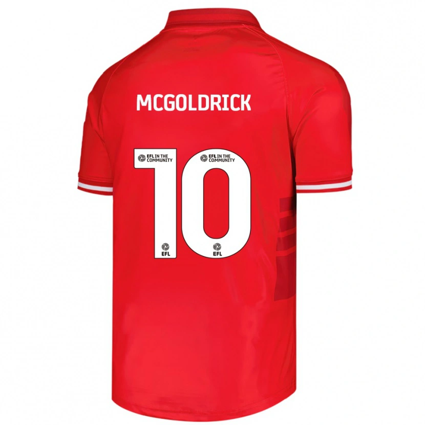 Danxen Bambino Maglia David Mcgoldrick #10 Rosso Bianco Kit Gara Home 2025/26 Maglietta