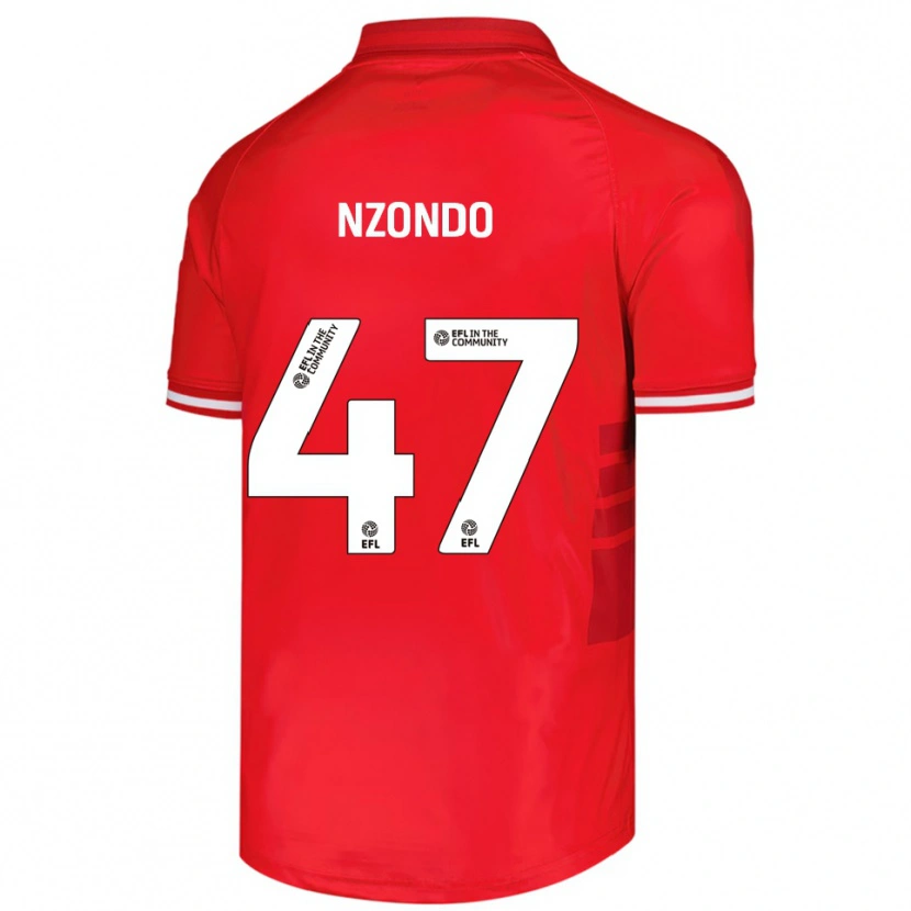 Danxen Bambino Maglia Emmaisa Nzondo #47 Rosso Bianco Kit Gara Home 2025/26 Maglietta
