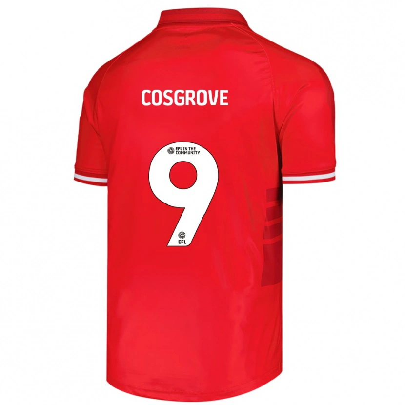 Danxen Bambino Maglia Sam Cosgrove #9 Rosso Bianco Kit Gara Home 2025/26 Maglietta
