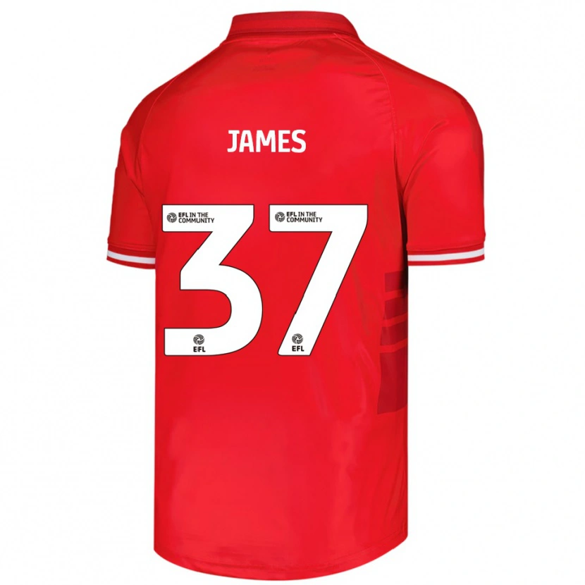 Danxen Bambino Maglia Nathan James #37 Rosso Bianco Kit Gara Home 2025/26 Maglietta
