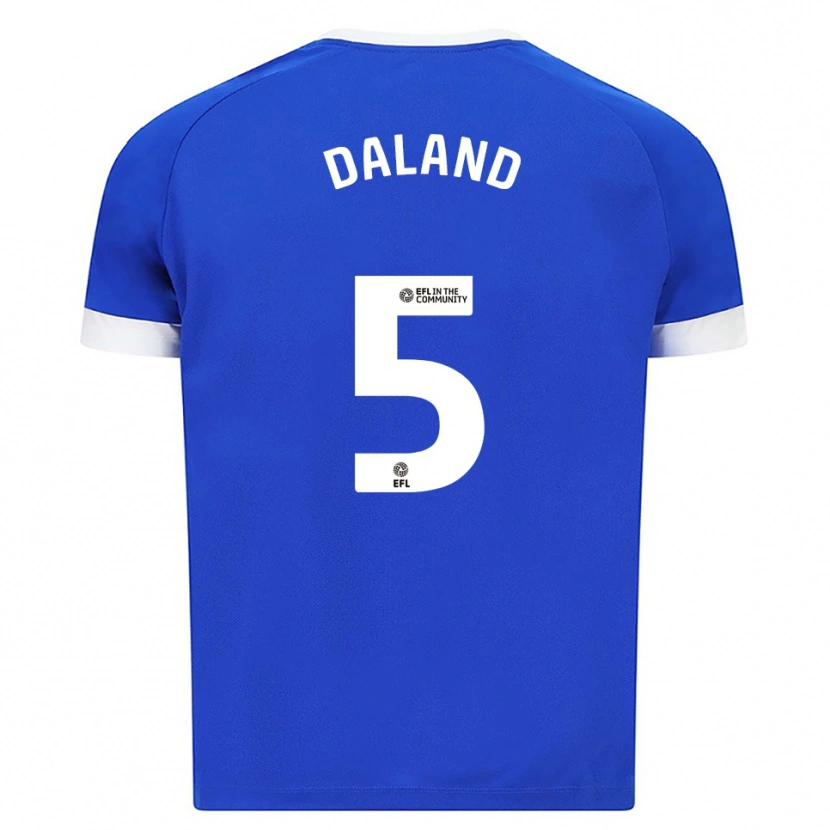 Danxen Bambino Maglia Jesper Daland #5 Blu Bianco Kit Gara Home 2025/26 Maglietta