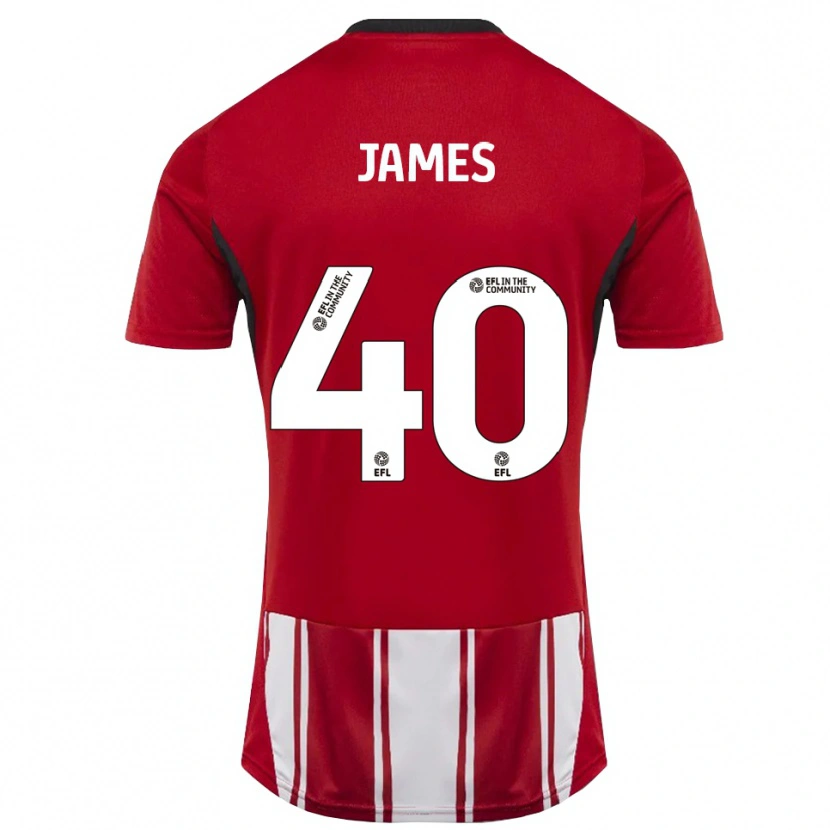 Danxen Bambino Maglia Ed James #40 Rosso Bianco Nero Kit Gara Home 2025/26 Maglietta