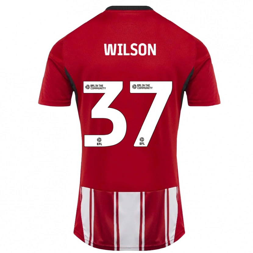 Danxen Bambino Maglia Kieran Wilson #37 Rosso Bianco Nero Kit Gara Home 2025/26 Maglietta