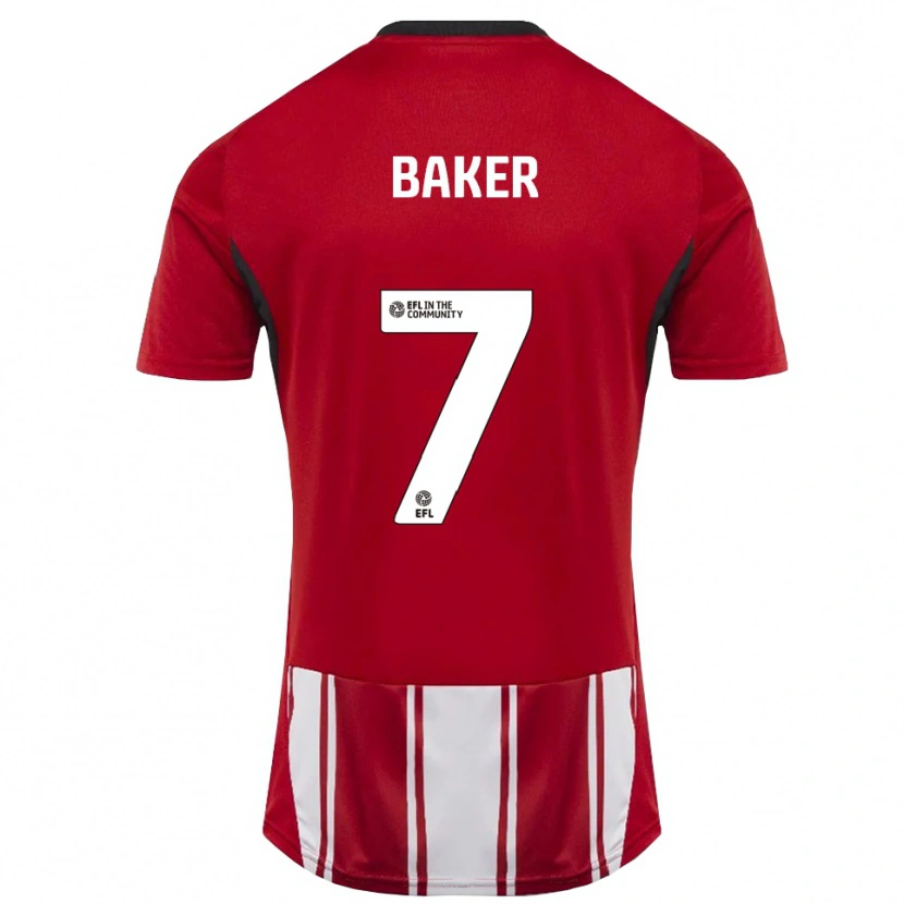 Danxen Bambino Maglia Phoebe Baker #7 Rosso Bianco Nero Kit Gara Home 2025/26 Maglietta