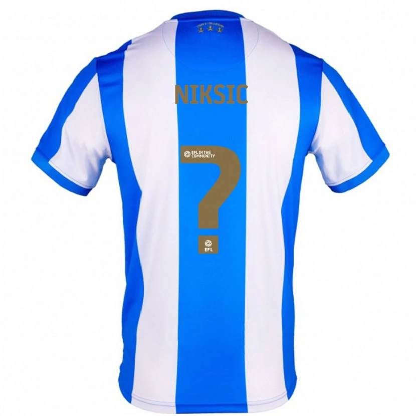 Danxen Bambino Maglia Hasan Niksic #0 Blu Bianco Kit Gara Home 2025/26 Maglietta