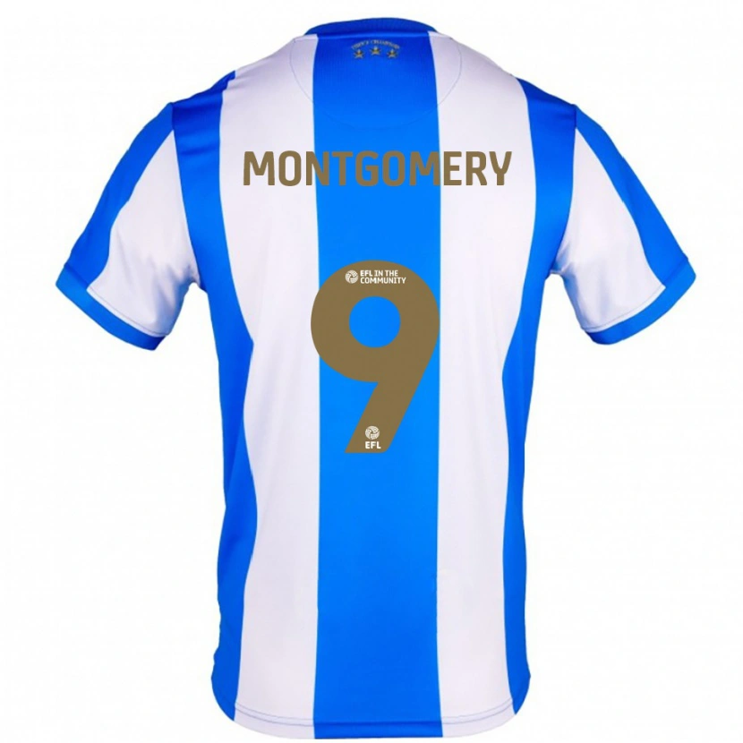 Danxen Bambino Maglia Ria Montgomery #9 Blu Bianco Kit Gara Home 2025/26 Maglietta