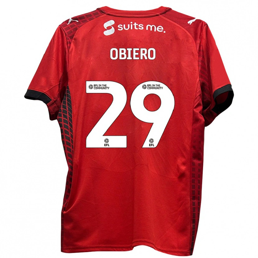 Danxen Bambino Maglia Zech Obiero #29 Rosso Nero Kit Gara Home 2025/26 Maglietta