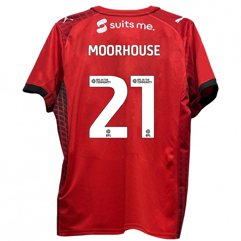 Danxen Bambino Maglia Jack Moorhouse #21 Rosso Nero Kit Gara Home 2025/26 Maglietta