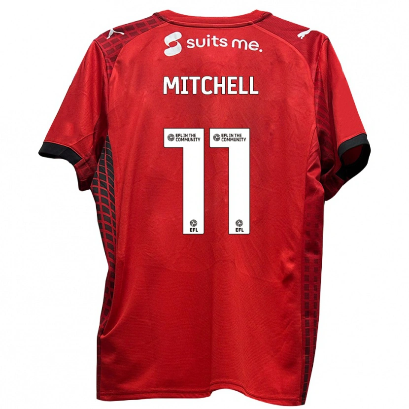 Danxen Bambino Maglia Demetri Mitchell #11 Rosso Nero Kit Gara Home 2025/26 Maglietta