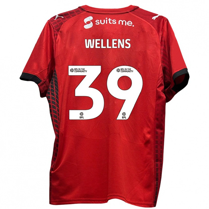 Danxen Bambino Maglia Alfie Wellens #39 Rosso Nero Kit Gara Home 2025/26 Maglietta