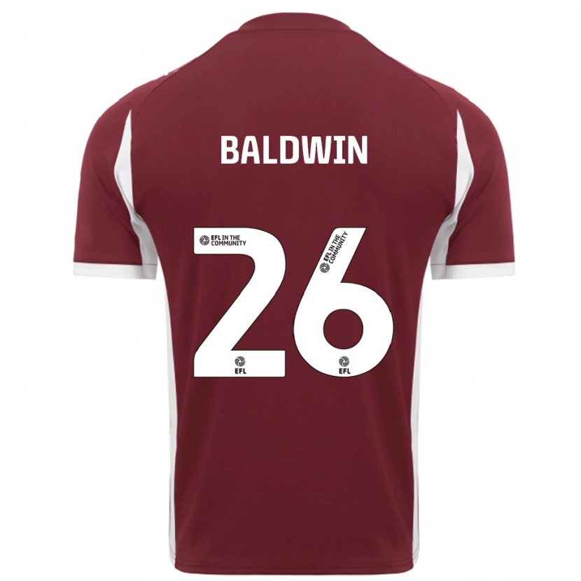 Danxen Bambino Maglia Jack Baldwin #26 Bordeaux Bianco Kit Gara Home 2025/26 Maglietta