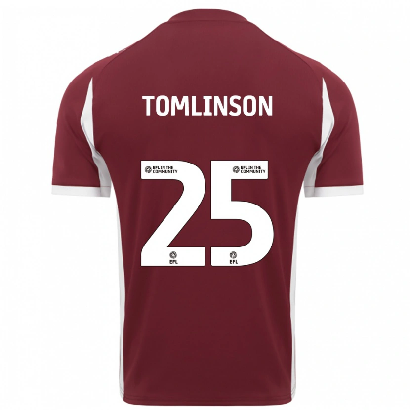 Danxen Bambino Maglia Josh Tomlinson #25 Bordeaux Bianco Kit Gara Home 2025/26 Maglietta
