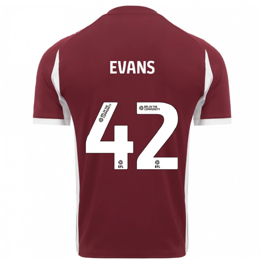 Danxen Bambino Maglia Oliver Evans #42 Bordeaux Bianco Kit Gara Home 2025/26 Maglietta