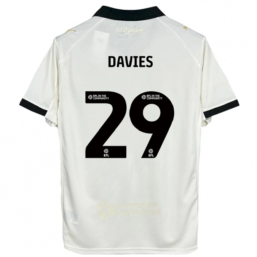 Danxen Bambino Maglia Arron Davies #29 Bianco Sporco Nero Kit Gara Home 2025/26 Maglietta