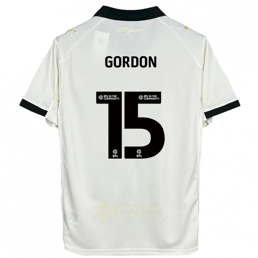 Danxen Bambino Maglia Liam Gordon #15 Bianco Sporco Nero Kit Gara Home 2025/26 Maglietta
